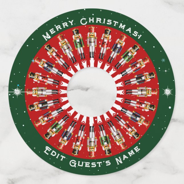 Étiquette Pour Verre De Vin Soldats du Jouet Festive Nutcracker (Devant)