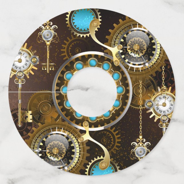 Étiquette Pour Verre De Vin Steampunk Rusty Background (Devant)