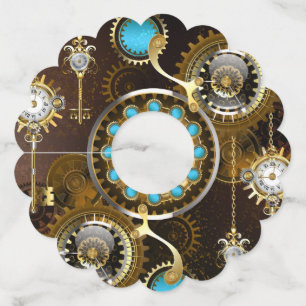 Étiquette Pour Verre De Vin Steampunk Rusty Background