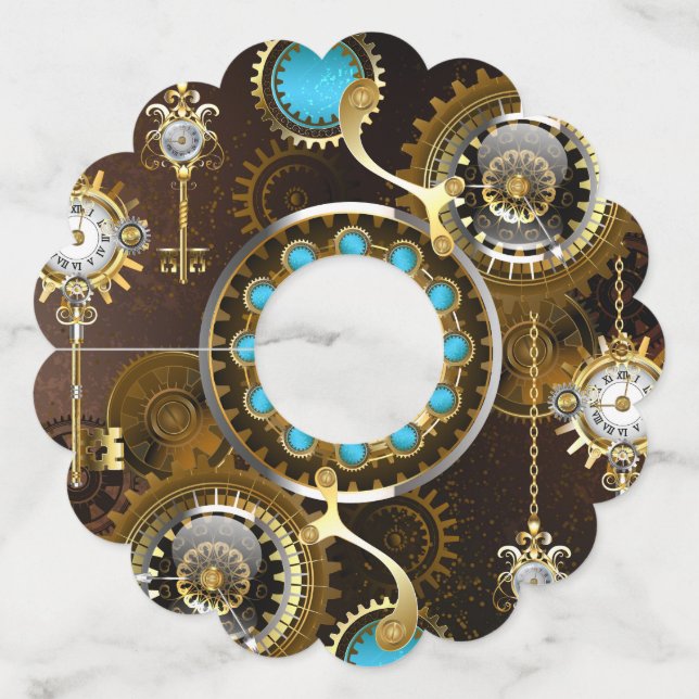 Étiquette Pour Verre De Vin Steampunk Rusty Background (Devant)