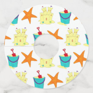 Étiquette Pour Verre De Vin Summer Beach Party Sandcastle Starfish Pail Shovel