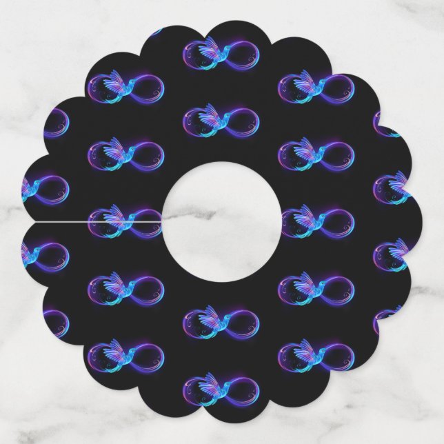 Étiquette Pour Verre De Vin Symbole de Neon Infinity par Glowing Hummingbird (Devant)