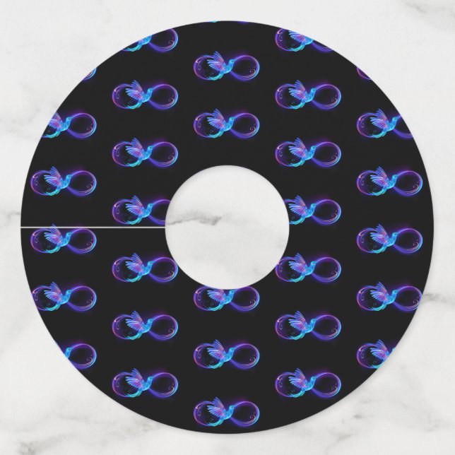 Étiquette Pour Verre De Vin Symbole de Neon Infinity par Glowing Hummingbird (Devant)