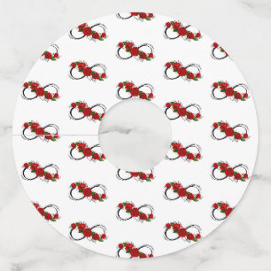Étiquette Pour Verre De Vin Symbole d'infini avec les roses rouges