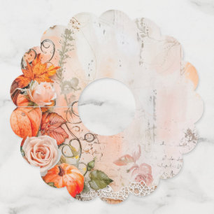 Étiquette Pour Verre De Vin Thanksgiving Automne Floral Automne