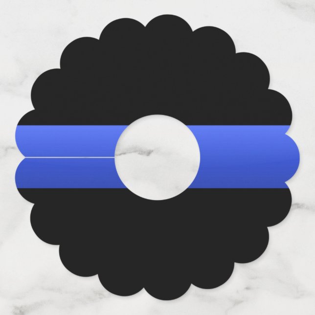 Étiquette Pour Verre De Vin Thème de police de la Ligne Bleue Mince (Devant)