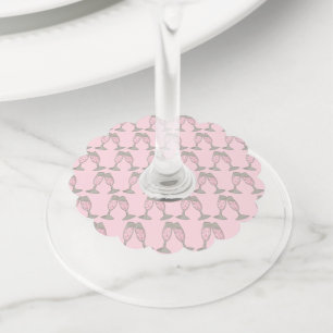 Étiquette Pour Verre De Vin Toast au champagne rose pour la fête de mariage