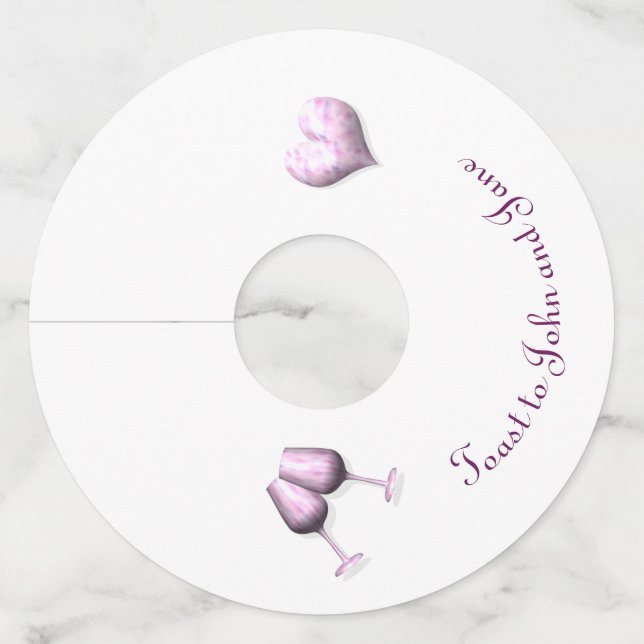 Étiquette Pour Verre De Vin Toast Le Joyeux Couple (Devant)