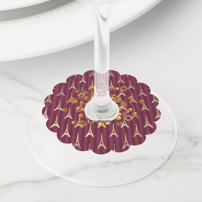 Étiquette Pour Verre De Vin Tour Eiffel (De près)