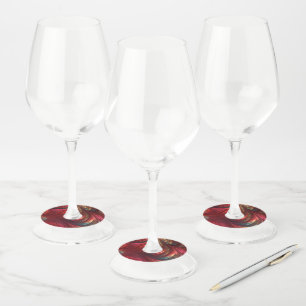 Étiquette Pour Verre De Vin Tourbillon Abstrait rouge Iridescente