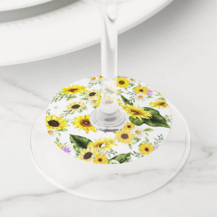 Étiquette Pour Verre De Vin Tournesol Aquarelle 7