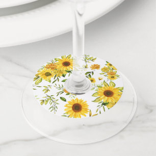 Étiquette Pour Verre De Vin Tournesol Aquarelle 8