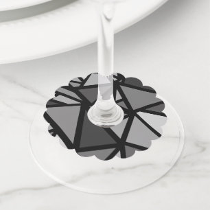 Étiquette Pour Verre De Vin Triangles colorés motif 6