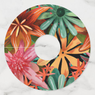 Étiquette Pour Verre De Vin tropical/hawaïen/floral/fleur