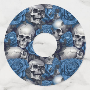 Étiquette Pour Verre De Vin Un crâne et une série Rose 12