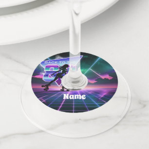 Étiquette Pour Verre De Vin Vaporwave Roller Skate fête d'anniversaire