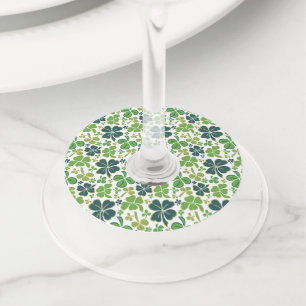Étiquette Pour Verre De Vin Verte Lucky Shamrock Clover Saint Patrick`s Day