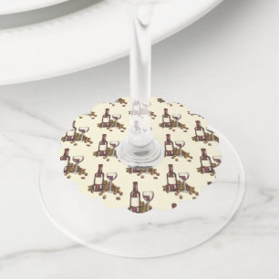Étiquette Pour Verre De Vin Vin Rouge Verre Bouteille Raisins Dégustation Vin