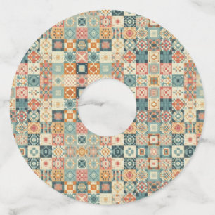Étiquette Pour Verre De Vin Vintage, patchwork, paré