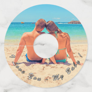 Étiquette Pour Verre De Vin Votre photo Vin en verre Tag Texte personnalisé - 