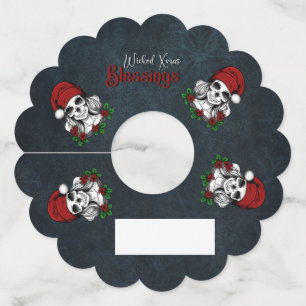 Étiquette Pour Verre De Vin Whimsical gothique Père Noël Crâne Noël