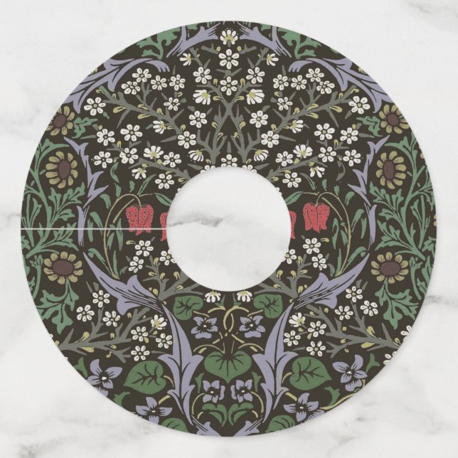 Étiquette Pour Verre De Vin William Morris Blackthorn Tapestry Floral (Devant)