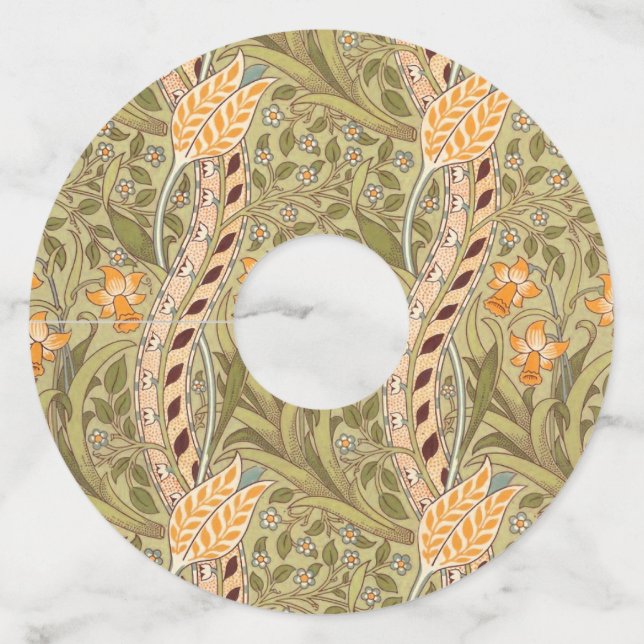 Étiquette Pour Verre De Vin William Morris Daffodil Garden Flower Classic Bota (Devant)