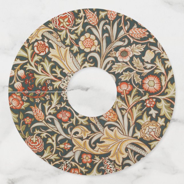 Étiquette Pour Verre De Vin William Morris Trent Garden Flower Classic Botanic (Devant)