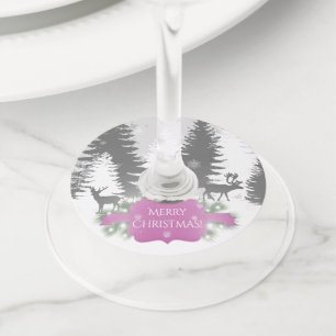 Étiquette Pour Verre De Vin Winter Wonderland Vin Verre Tags - Magenta