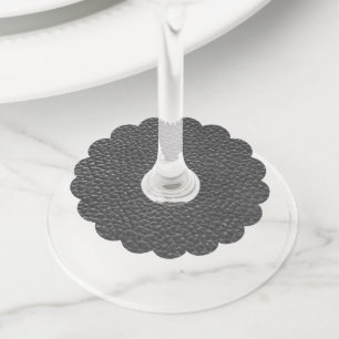 Étiquette Pour Verre De Vin Worn Black Faux Leather
