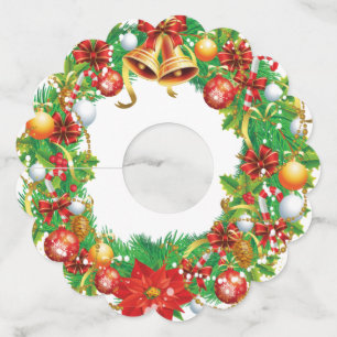 Étiquette Pour Verre De Vin Wreath de Noël