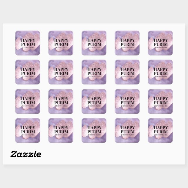 Étiquette Pourim Étincelle Rose Violet (Feuille)