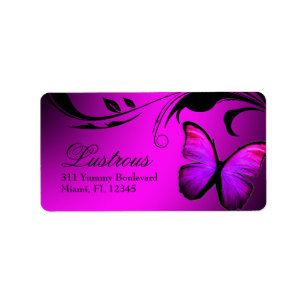 Étiquette pourpre de rose brillant du papillon 31