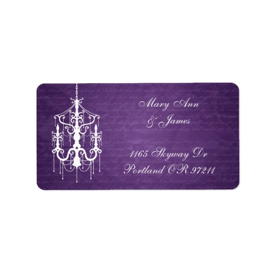 Étiquette Pourpre élégant de lustre d'adresse de mariage