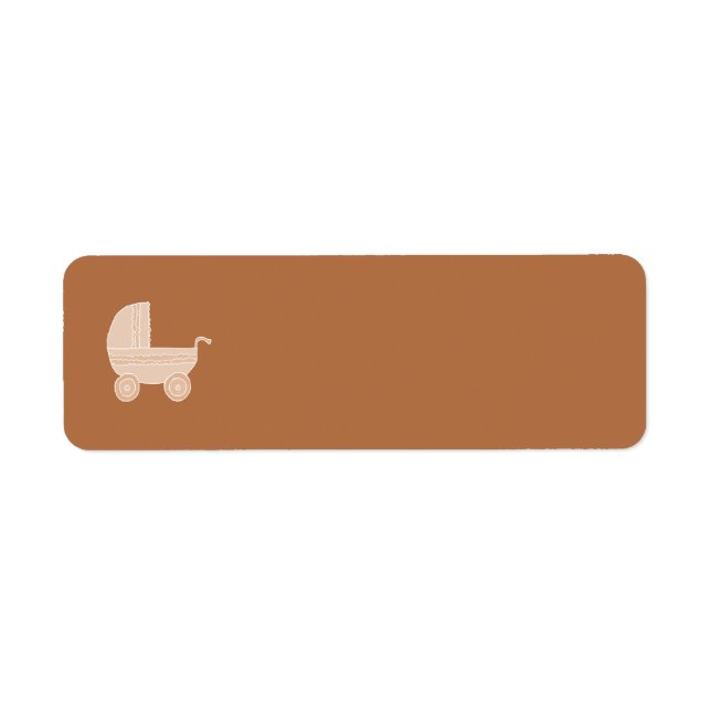 Étiquette Poussette beige beige à l'ancienne sur Brown. (Devant)