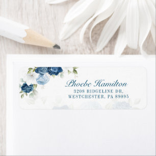 Étiquette Poussière bleue florale de verdure Adresse de reto