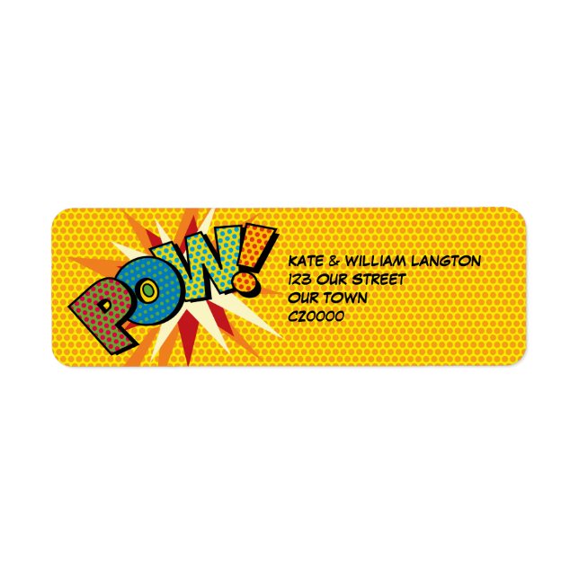 Étiquette POW Amusement Bande Dessinée Rétro Pop Art (Devant)