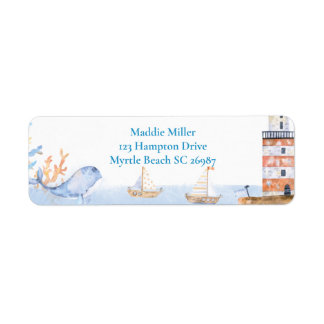 Étiquette Premier anniversaire Boys Nautical Blue Lighthouse