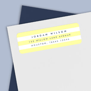 Étiquette Preppy Pastel Yellow and White Stripes Adresse