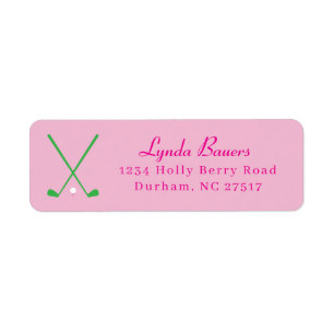 Étiquette Preppy Pink and Green Golf Lover Adresse de retour