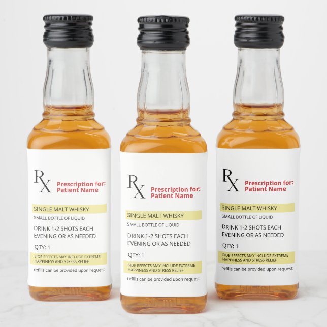 Étiquette Prescription Rx pour Humour amusant (Bouteilles)