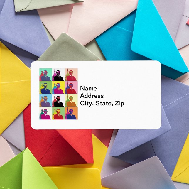 Étiquette Président Obama Pop Art Discours (President Obama Pop Art Address Labels)