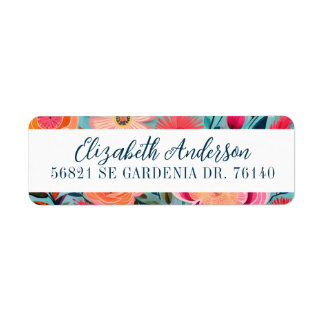 Étiquette Pretty Botanical Girly Floral Return Address