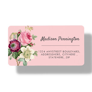 Étiquette Pretty Magenta Flower Return Address Label