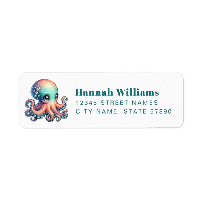 Étiquette Pretty Octopus Return Address Labels (Devant)