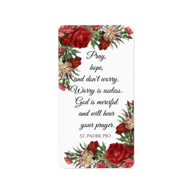 Étiquette Priez l'espoir et ne vous inquiétez pas St. Padre  (Devant)