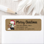Étiquette Primitif Snowman Christmas Kraft Adresse de retour<br><div class="desc">Un bonhomme de neige rustique et primitif a tout décoré dans ses meilleures vacances avec le panneau du Pôle Nord en bois. . Parfait pour votre correspondance de Noël. Fera partie d'une collection. Parfait pour un usage professionnel ou personnel.</div>