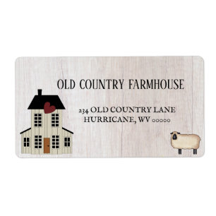 Étiquette Primitive Country Rustic Old Farmhouse Sheep 