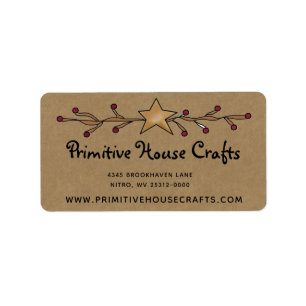 ÉTIQUETTE PRIMITIVE STAR & BERRIES ON KRAFT RETOUR ADRESSE