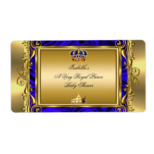 Étiquette Prince Royal Blue Baby shower Regal Gold Boy